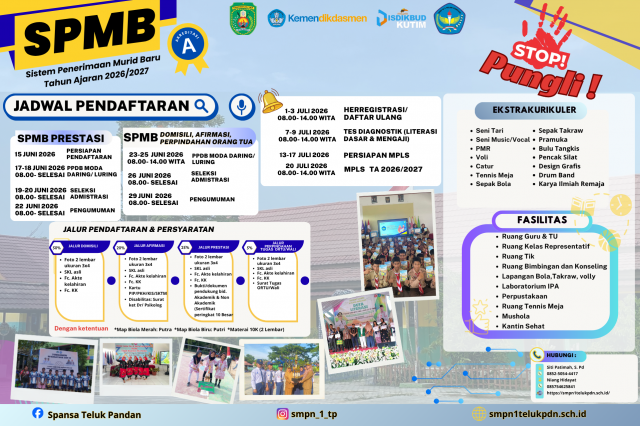 SMPN 1 Teluk Pandan Resmi Buka Pendaftaran Murid Baru (SPMB) TA 2026/2027