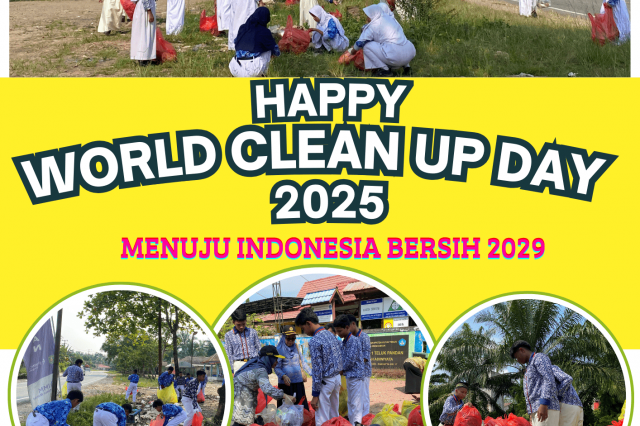 SMPN 1 Teluk Pandan Gelar Baksos Bersih-Bersih Tempat Umum dalam Rangka Hari World Cleanup Day 2025